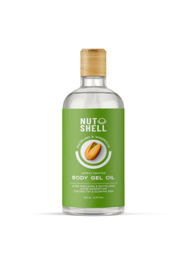 NUTSHELL Body Gel Oil Pistachio & Magnolia – Lightweight Moisturizing Body Oil for Glowing Skin 250ml