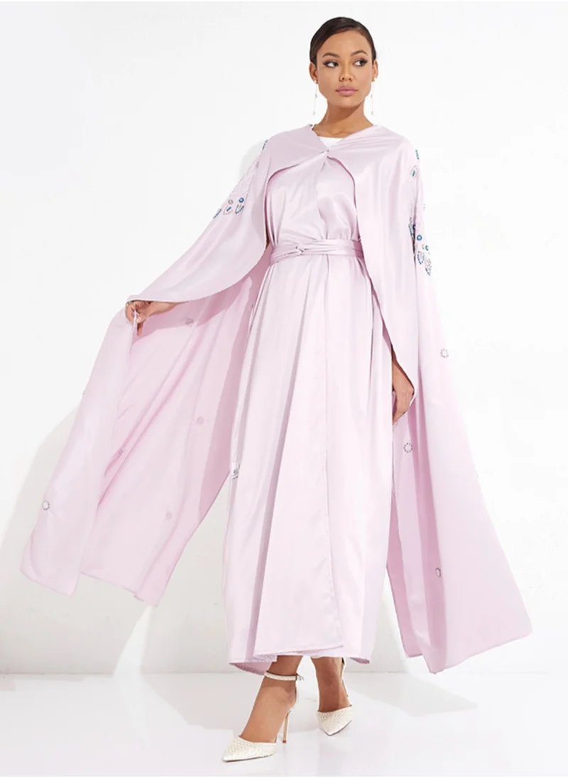 Rosette Abaya Pink Flowing Abaya