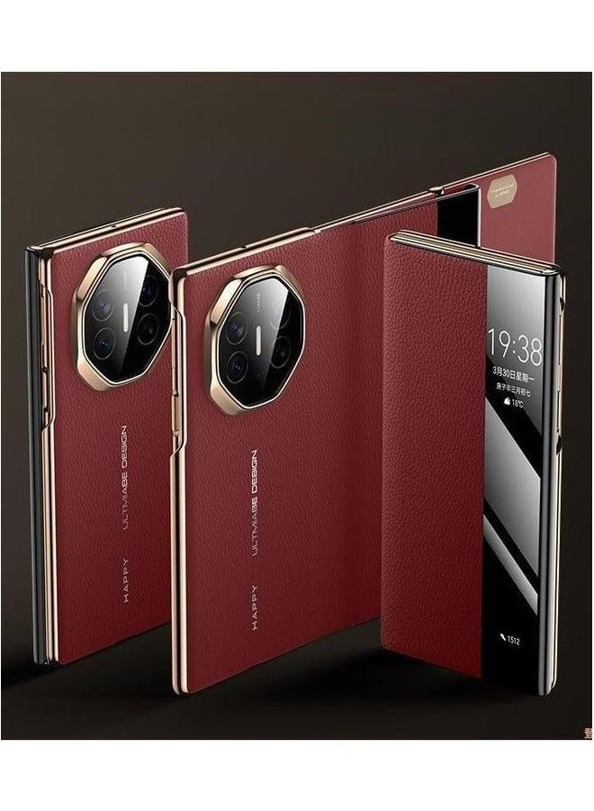 Leather Case for Huawei Mate XT Ultimate (2024),With Smart Window,Anti-fingerprint Phone - Image 1