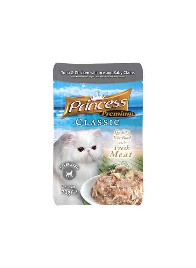 Princess Premium Classic Pouches Chicken and Tuna with Rice & Baby Clam 70g