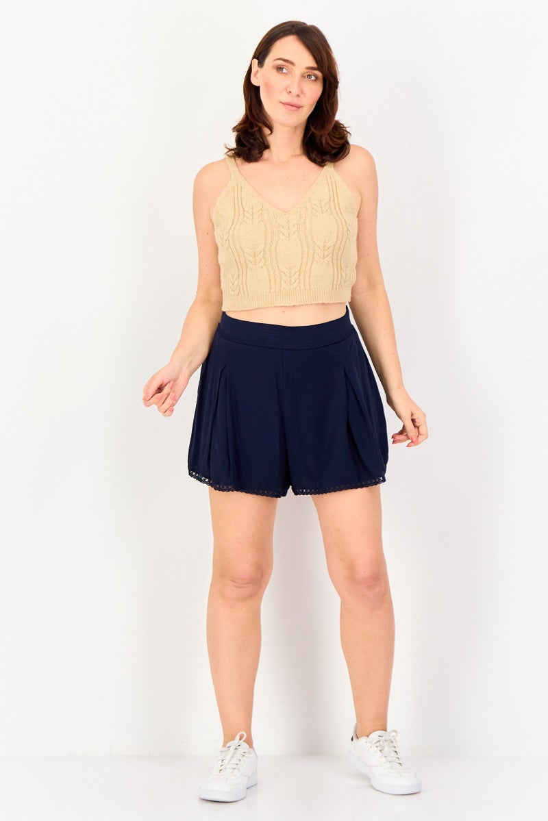 BCBGeneration Women Solid Basic Shorts, Navy Blue - Image 2