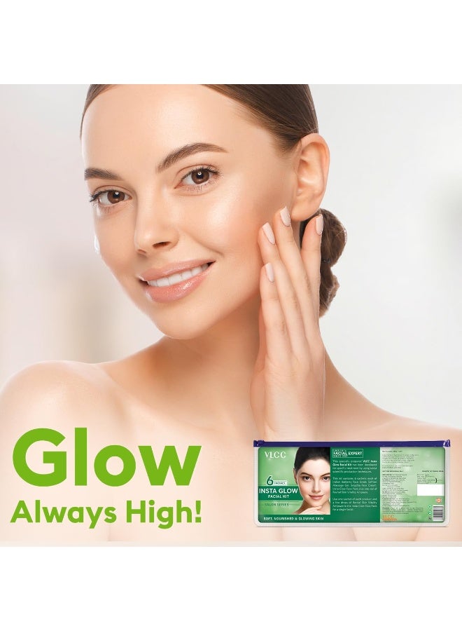 VLCC Salon Series Insta Glow Facial Kit (6 Facials) - 240g + 12ml | Fights Premature Ageing | Youthful Glow Facial Kit with Saffron & Berberry | Anti-Microbial and Complexion Brightening - Image 5