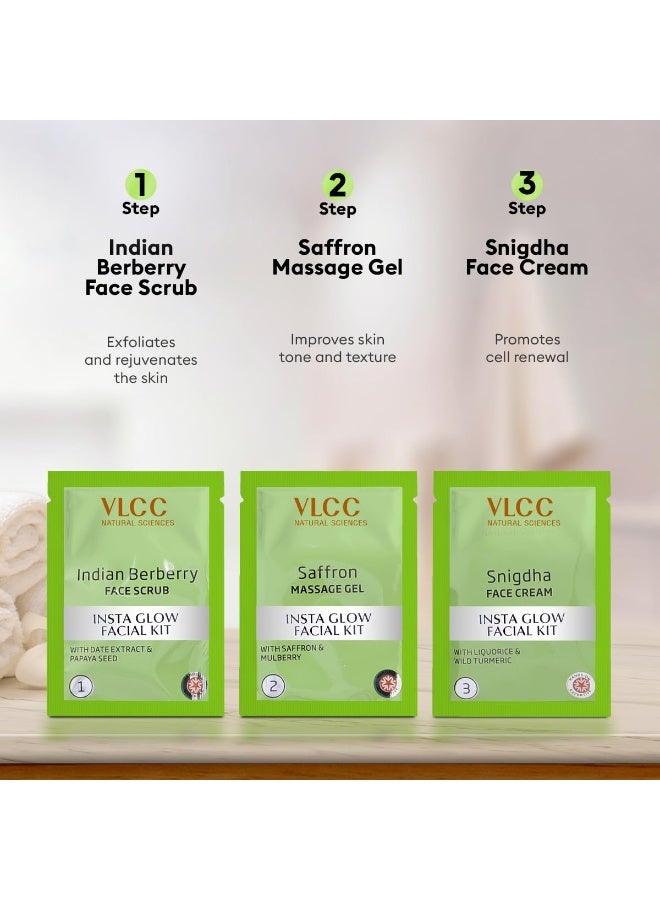 VLCC Salon Series Insta Glow Facial Kit (6 Facials) - 240g + 12ml | Fights Premature Ageing | Youthful Glow Facial Kit with Saffron & Berberry | Anti-Microbial and Complexion Brightening - Image 4
