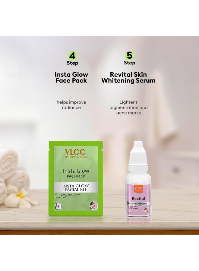 VLCC Salon Series Insta Glow Facial Kit (6 Facials) - 240g + 12ml | Fights Premature Ageing | Youthful Glow Facial Kit with Saffron & Berberry | Anti-Microbial and Complexion Brightening - Image 3