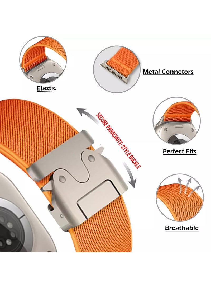 Beauenty Sport Durable Rugged Watch Band Compatible with Apple Watch Ultra 1/2 49mm 46mm 45mm 44mm 42mm for Women Men Soft Stretchy Nylon Loop Strap,Parachute Style Buckle Straps for iWatch SE Series 10 9 8 - Image 4