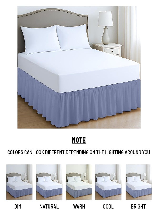 SGI Bedding 15 Inch Drop Ruffled Bed Skirt Queen Size - Classic Gathered Styling, Platform Style Dust Ruffle with Secure Fit, Split Corners, Wrinkle-Resistant Microfiber - Mediterranean Blue - Image 3