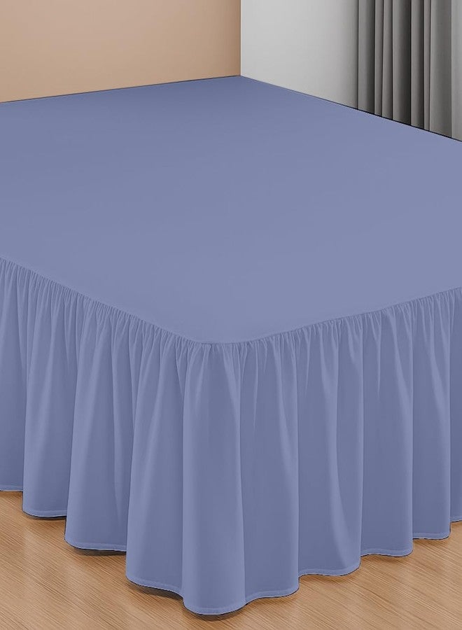 SGI Bedding 15 Inch Drop Ruffled Bed Skirt Queen Size - Classic Gathered Styling, Platform Style Dust Ruffle with Secure Fit, Split Corners, Wrinkle-Resistant Microfiber - Mediterranean Blue - Image 1