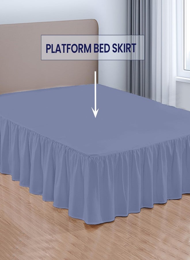 SGI Bedding 15 Inch Drop Ruffled Bed Skirt Queen Size - Classic Gathered Styling, Platform Style Dust Ruffle with Secure Fit, Split Corners, Wrinkle-Resistant Microfiber - Mediterranean Blue - Image 2