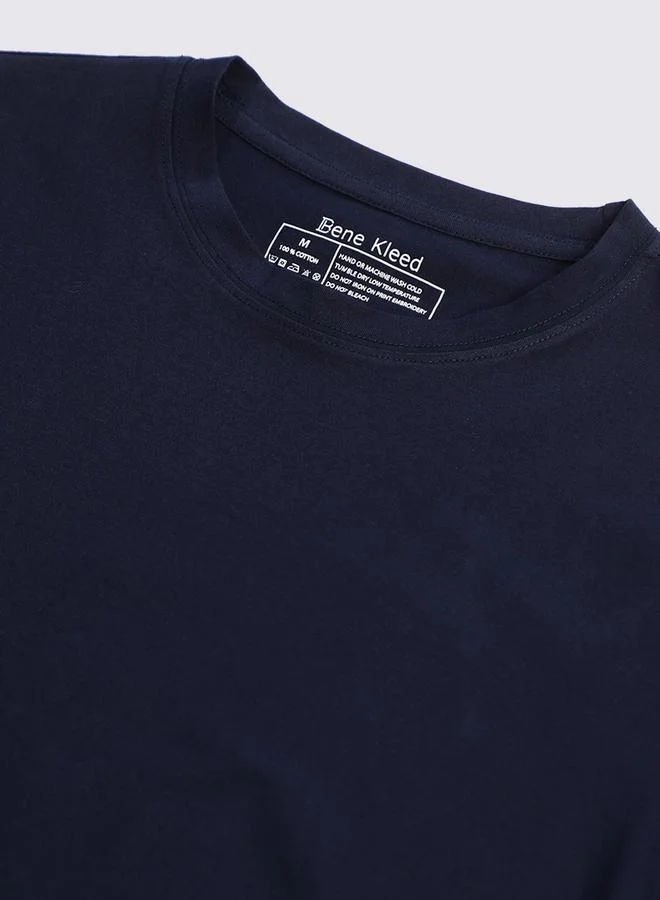 ستايلي Men Navy Cotton Lycra Regular Fit T-Shirt By Bene Kleed