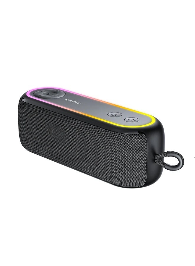 havit Wireless Bluetooth Speaker V5.3, 7W Portable Speaker with Deep Bass Sound, 2400mAh Rechargeable Battery, 6-8 Hours Playtime, TWS Stereo Pairing, TF Card & FM Radio Support, Hands-Free Calls, Voice Assistant, Fast 3H Charging, Compact Outdoor Wireless Speaker - Black - Image 1