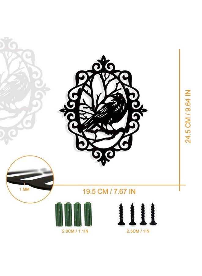 NBEADS Raven-Gothic Metal Wall Art Decor, Vintage Matte Black Wall Hanging Decor Silhouette Wall Art for Home Bedroom Living Room Garden Hotel Office Wall Decoration, 9.6×7.7 Inch(24.5x19.5cm) - Image 2