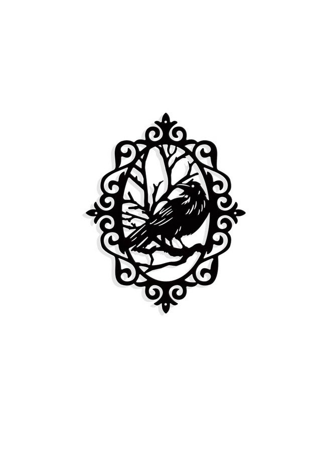 NBEADS Raven-Gothic Metal Wall Art Decor, Vintage Matte Black Wall Hanging Decor Silhouette Wall Art for Home Bedroom Living Room Garden Hotel Office Wall Decoration, 9.6×7.7 Inch(24.5x19.5cm) - Image 1