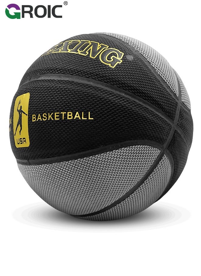 GROIC Basketball 29.5" Standard Offical Size 7 Indoor Outdoor Basketball Pu Leather Game Basketball,Game Training Universal Basketball,Outdoor Sports Goods(Gray)  - Image 1