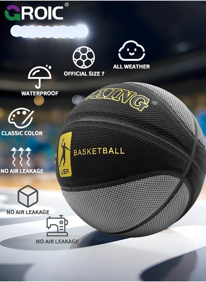 GROIC Basketball 29.5" Standard Offical Size 7 Indoor Outdoor Basketball Pu Leather Game Basketball,Game Training Universal Basketball,Outdoor Sports Goods(Gray)  - Image 2