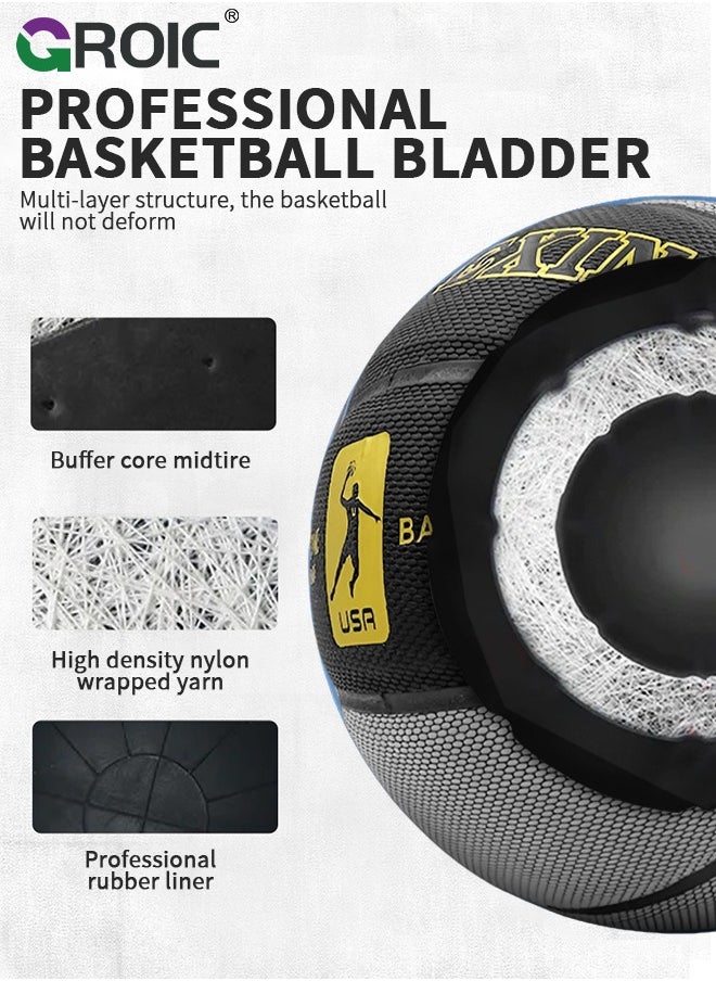 GROIC Basketball 29.5" Standard Offical Size 7 Indoor Outdoor Basketball Pu Leather Game Basketball,Game Training Universal Basketball,Outdoor Sports Goods(Gray)  - Image 3
