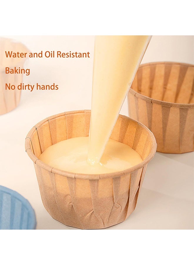 100 قطعة من أكواب خبز الكب كيك للاستخدام مرة واحدة، مقاومة للحرارة العالية، بطانة مقاومة للزيت، ورق زبدة، أغلفة خبز الكب كيك، إكسسوارات وديكورات حفلات أعياد الميلاد (بني كرافت) - Image 4