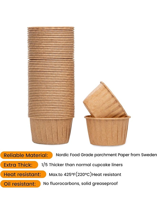100 قطعة من أكواب خبز الكب كيك للاستخدام مرة واحدة، مقاومة للحرارة العالية، بطانة مقاومة للزيت، ورق زبدة، أغلفة خبز الكب كيك، إكسسوارات وديكورات حفلات أعياد الميلاد (بني كرافت) - Image 2