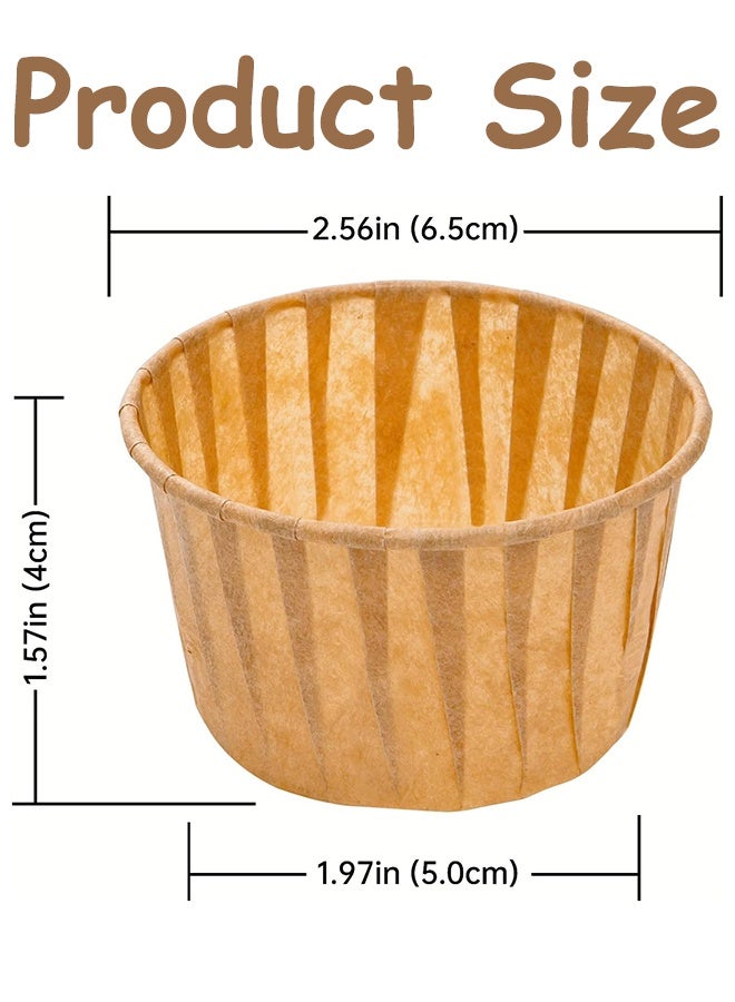 100 قطعة من أكواب خبز الكب كيك للاستخدام مرة واحدة، مقاومة للحرارة العالية، بطانة مقاومة للزيت، ورق زبدة، أغلفة خبز الكب كيك، إكسسوارات وديكورات حفلات أعياد الميلاد (بني كرافت) - Image 3