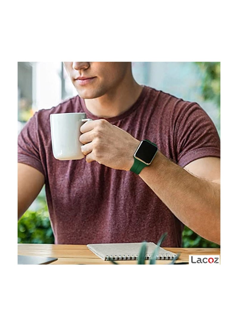 Lacoz - Lacoz High Quality Silicone Band iWatch Sports Strap with  Magnetic Lock for Apple Watch 44mm 45mm and Ultra 49mm 8 SE 7 6 5 Green - Image 1