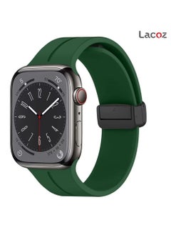 Lacoz Lacoz High Quality Silicone Band iWatch Sports Strap with  Magnetic Lock for Apple Watch 44mm 45mm and Ultra 49mm 8 SE 7 6 5 Green  - Image 2
