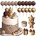 Roaring Good Time 19PCS Brown Bear Cake Decoration Baby Bear Baby Shower Cake Topper Brown Balls Cake Topper Baby Shower Birthday Cake Decoration - Image 3