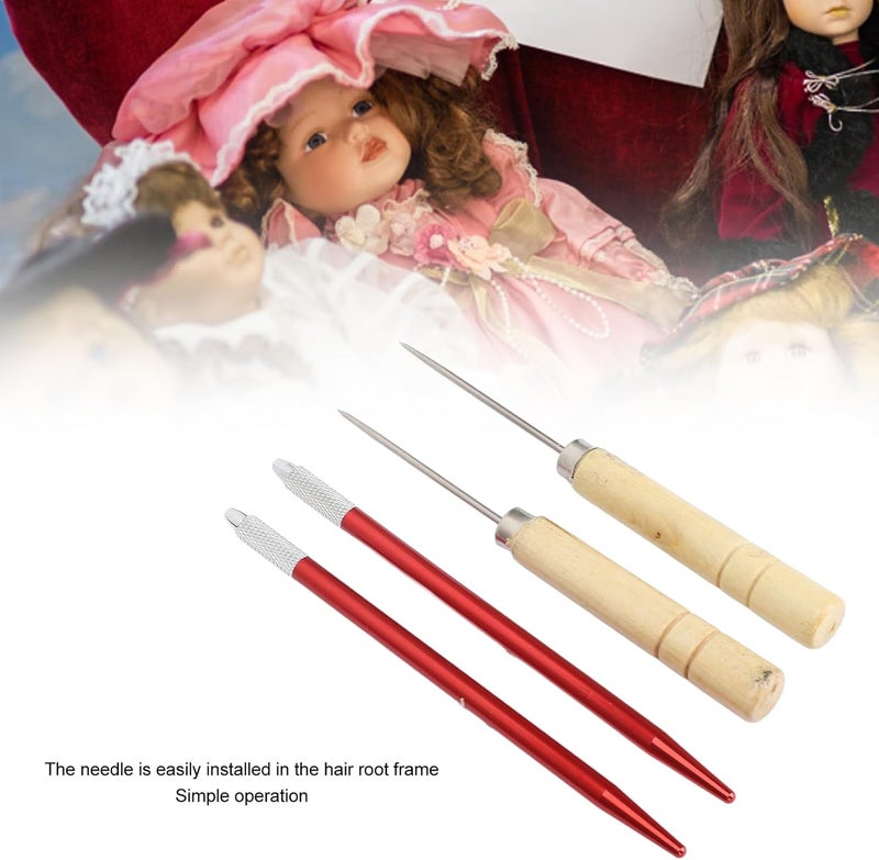 Doll Wig Rooting Tool with Copper Alloy Needle and Wooden Handle, DIY Doll Hair Making Accessories for Rehairing, Rerooting, Lace Wig Repair and Craft Projects at Home or - Image 5