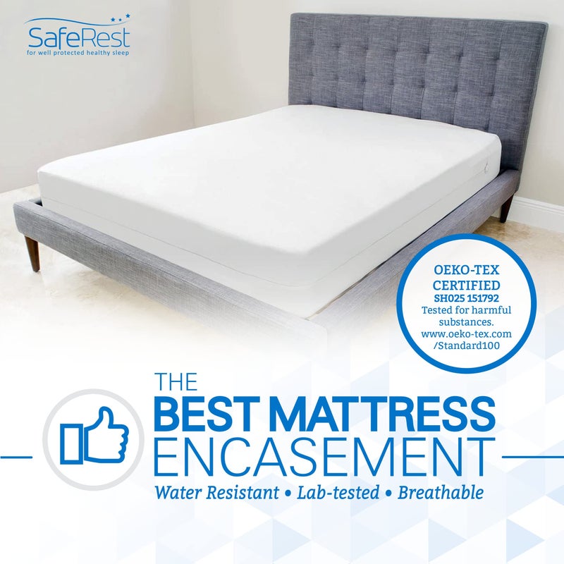 SafeRest SafeRest Zippered Mattress Protector - Premium 9-12 Inch Waterproof Mattress Cover for Bed - Breathable & Noiseless Washable Mattress Encasement - Calking  - Image 2