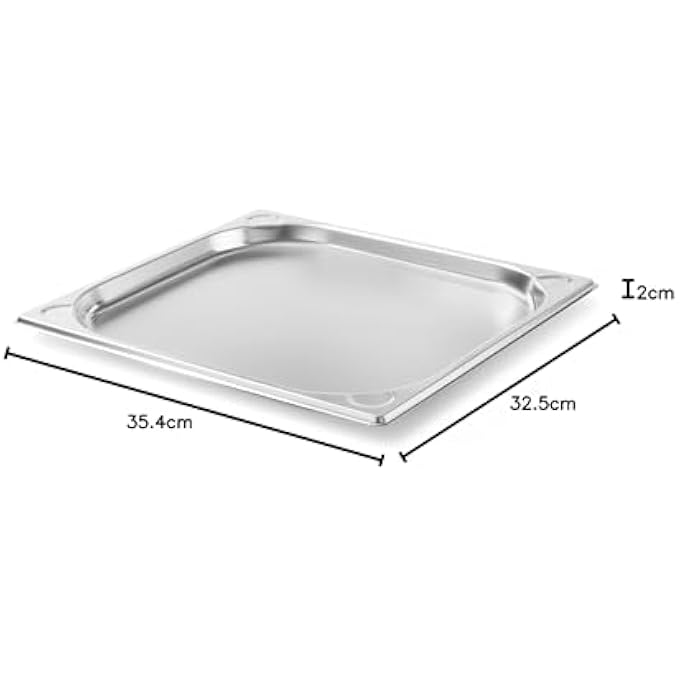 rayihni Recipiente Gn 23Contenedor GnEsquinas ReforzadasResistente A Temperaturas De 40 A 300CApto Para HornosCongeladoresCalientaplatosBao Mara15L354X325XH 20MmAcero Inoxidable - Image 4