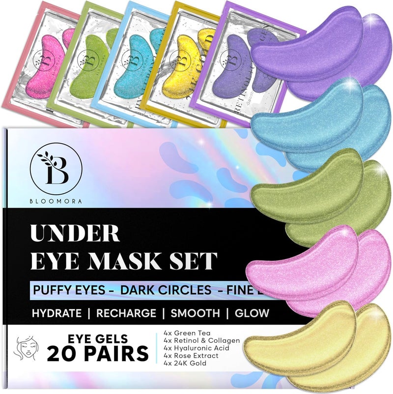 Variety Under Eye Gel Patches 20 Pairs Masks for Puffiness Dark Circles Collagen Eye Patches