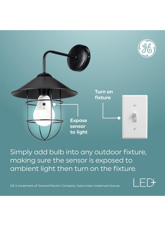 جي إي لمبات إضاءة LED A19 من GE LED+ من الغسق إلى الفجر، تشغيل/إيقاف تلقائي للإضاءة الخارجية، ضوء النهار، 8.5 وات (عبوة من 3 قطع) - Image 2