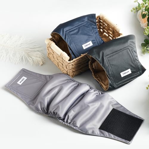 VUNCESSIN Washable Dog Diapers Male Reusable, Premium Belly Bands for Male Dogs Small, Pack of 3, High Absorbing Small Male Dog Pee Wraps for Doggie in Incontinence or Excitable Urination and Training(S) - Image 2