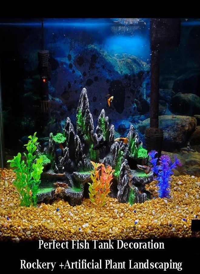 PakyKai Large Fish Tank Decorations, Mountain View Aquarium Ornament Tree House Cave Bridge Fish Tank Decoration - Image 3