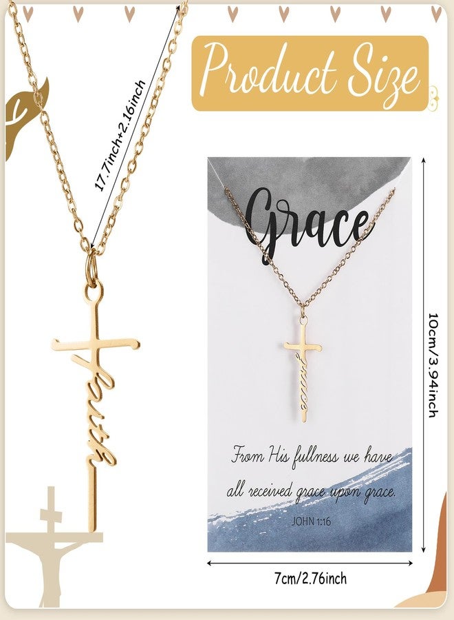 تونديامو مجموعة تونديمو من 12 قطعة من قلادات الصليب الإيمانية، هدايا مسيحية بالجملة للنساء، هدية دينية لعيد الفصح، بطاقة آية من الكتاب المقدس، ذهبي (نمط ألوان مائية). - Image 3