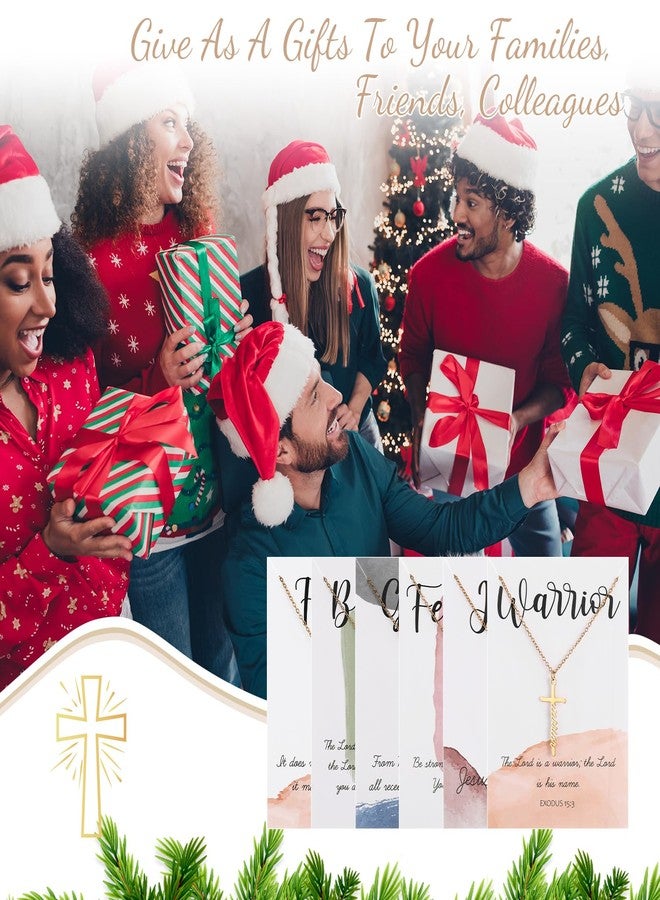 تونديامو مجموعة تونديمو من 12 قطعة من قلادات الصليب الإيمانية، هدايا مسيحية بالجملة للنساء، هدية دينية لعيد الفصح، بطاقة آية من الكتاب المقدس، ذهبي (نمط ألوان مائية). - Image 4