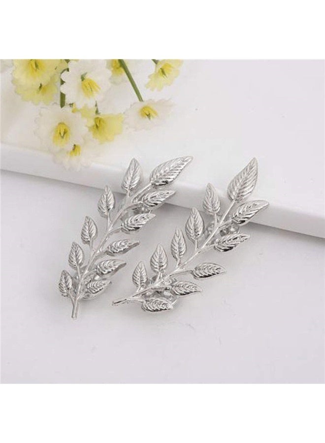 Suit Collar Pin Double Gold Leaves Sweater Brooch Pin Shirt Collar Decoration Jewelry for Women and Men (silvery)  - Image 5