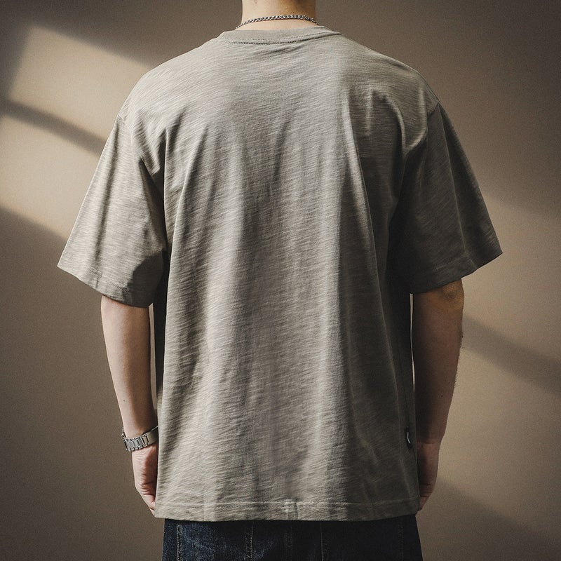 Japanese Style Vintage Simple Embroidered Slub Cotton Short-Sleeved T-Shirt Men'S Summer Thin Loose Plus Size Half-Sleeved Trendy T-Shirt - Image 4