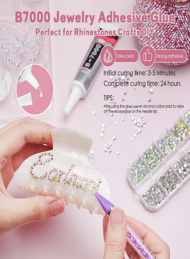 EARLMONI 5200PCS Silver & AB Flatback Rhinestones for Crafts, EARLMONI Iridescent Crystal Rhinestone Bedazzling Kit with B7000 Jewelry Glue Rhinestone Picker Tool for Nail Art Makeup Face Clothing Shoes DIY - Image 4