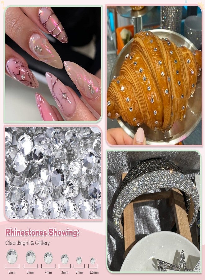 EARLMONI 5200PCS Silver & AB Flatback Rhinestones for Crafts, EARLMONI Iridescent Crystal Rhinestone Bedazzling Kit with B7000 Jewelry Glue Rhinestone Picker Tool for Nail Art Makeup Face Clothing Shoes DIY - Image 3