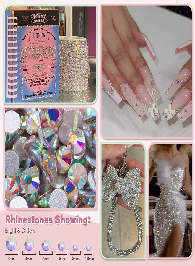 EARLMONI 5200PCS Silver & AB Flatback Rhinestones for Crafts, EARLMONI Iridescent Crystal Rhinestone Bedazzling Kit with B7000 Jewelry Glue Rhinestone Picker Tool for Nail Art Makeup Face Clothing Shoes DIY - Image 2