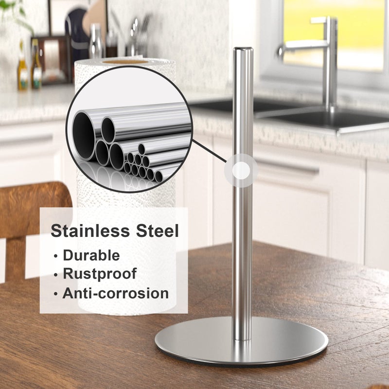 niffgaff Silver Paper Towel Holder Free-Standing , Premium Stainless Steel Paper Organizer, Classic Fashion Kitchen Roll Dispenser  - Image 2