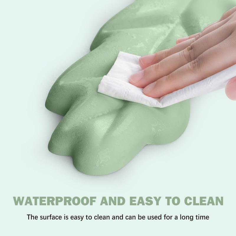 Lauspuck Keyboard Wrist Rest Pad Set, Leaf Shape PU Leather Memory Foam Wrist Cushion Support,Mouse Wrist Rest Pad,Non-Slip Wrist Support for Easy Typing Pain Relief, Green Leaf - Image 5