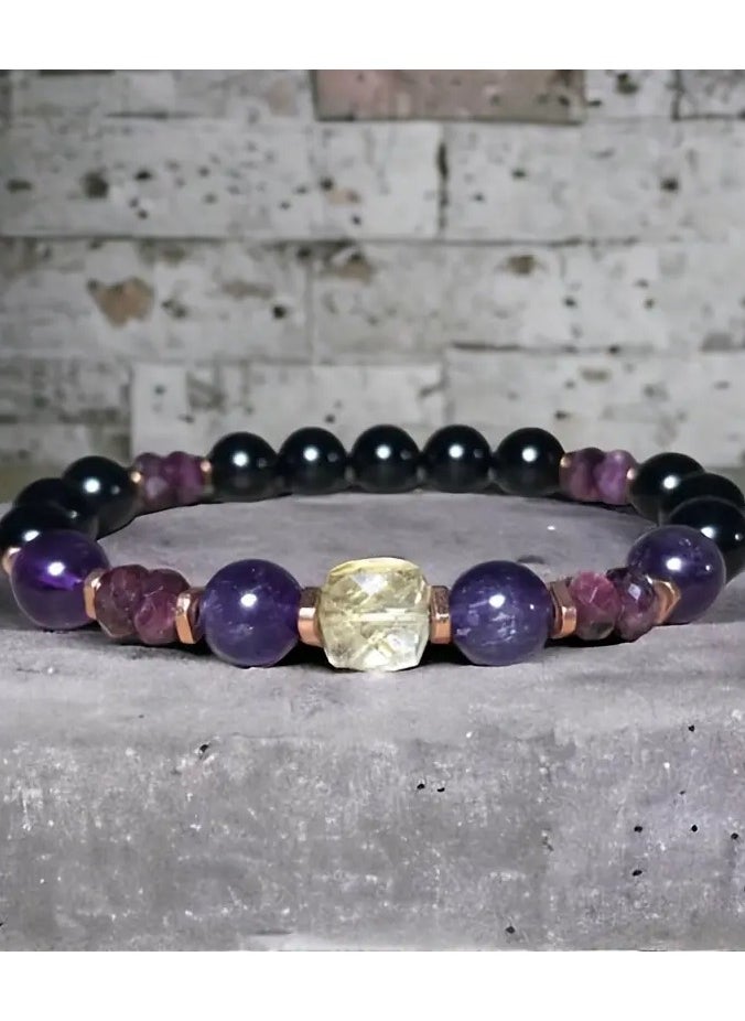Goolsky Bracelet Garnet Black Tourmaline Amethyst Bracelet Jewelry Gift  - Image 1