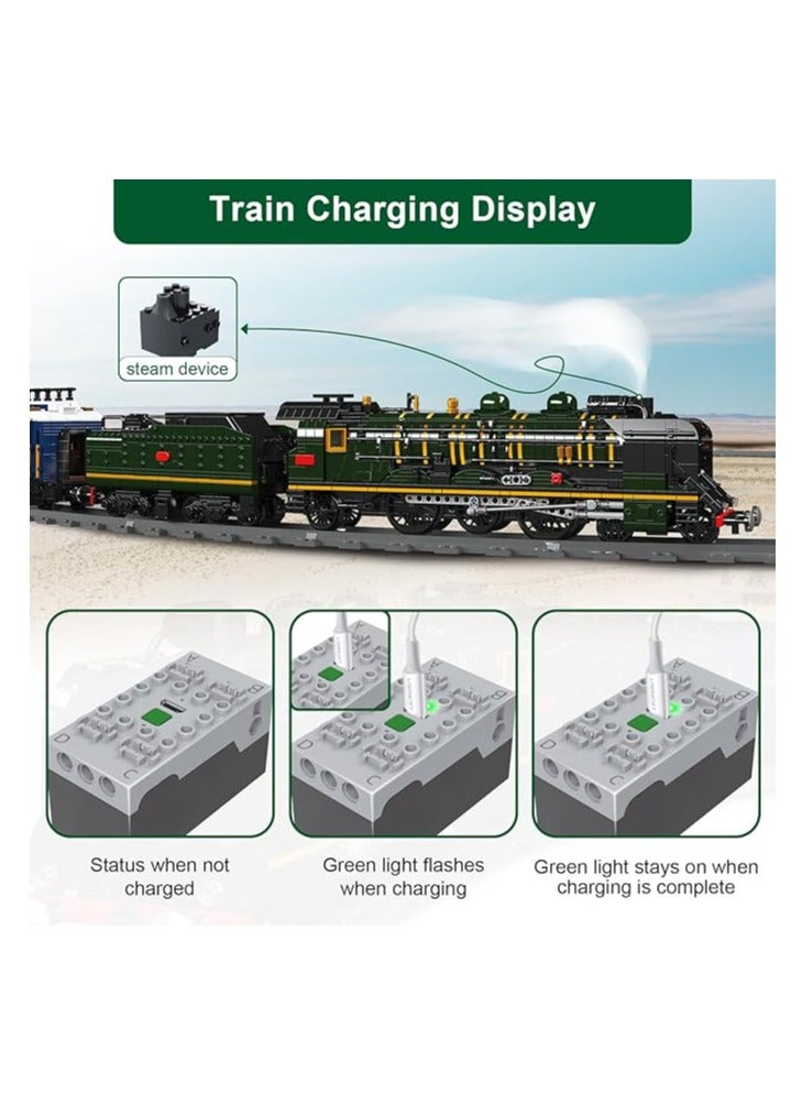 mould king 12025 Educational Train Building Bricks toy for Boy & Girl, Steam Locomotive Lighting Train Building Blocks Set with LED Light, RC Control Train with Motors and Tracks(3898 Pieces)  - Image 3