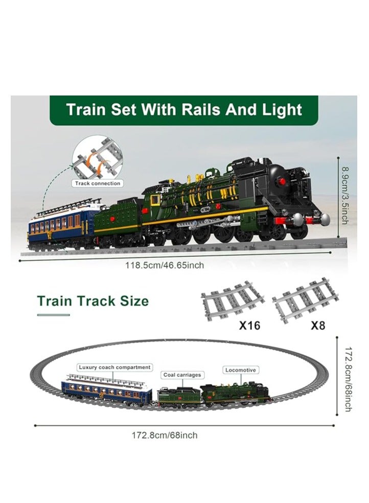 mould king 12025 Educational Train Building Bricks toy for Boy & Girl, Steam Locomotive Lighting Train Building Blocks Set with LED Light, RC Control Train with Motors and Tracks(3898 Pieces)  - Image 2