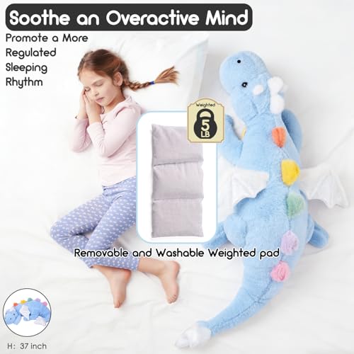 ARELUX Giant Weighted Winged Dragon Plush Toy 354 5lbs Soft Stuffed Animal for Comfort Pterosaur Plushie Fuzzy Dinosaur Pillow Plushies Cuddly Removable and Washable Sky Blue - Image 5