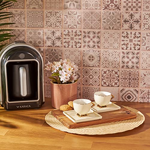 KARACA Art Deco Cream Set with 2 Coffee Cups, 90 ml Mocha Cups, Espresso Cups Mocha Cups/Espresso Cups Set Made of Porcelain, Coffee Cups with Saucer, Stylische Coffee Pot - Image 2