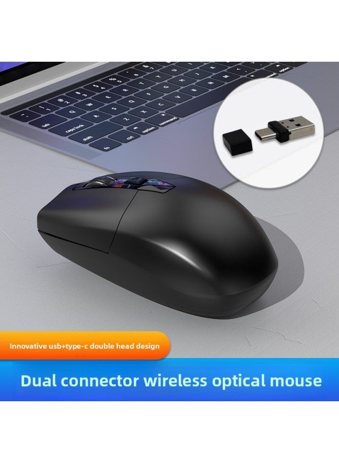 Battery Version Type-c Plus USB Dual Plug BT1 BT2 Wireless Optical Bluetooth Mouse Cross Mirror-Color:Black Hyl-26 Style - Image 3