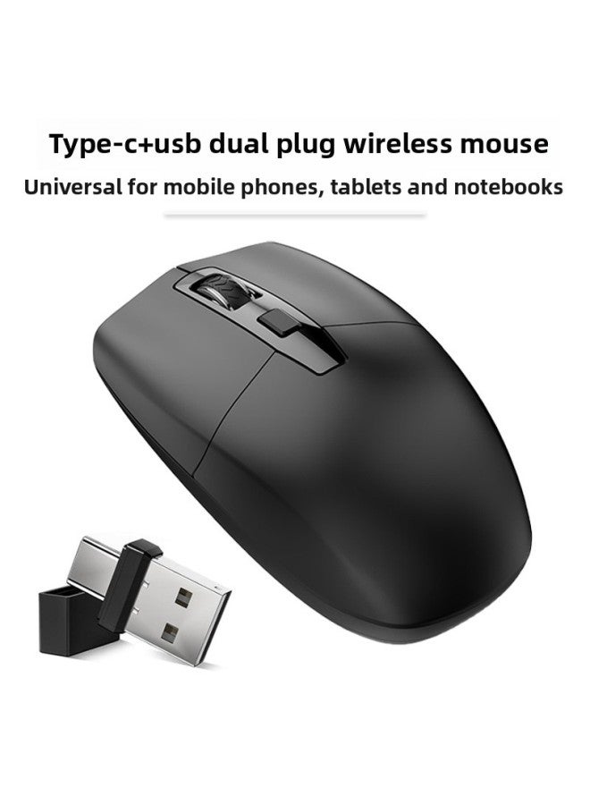 Battery Version Type-c Plus USB Dual Plug BT1 BT2 Wireless Optical Bluetooth Mouse Cross Mirror-Color:Black Hyl-26 Style - Image 2