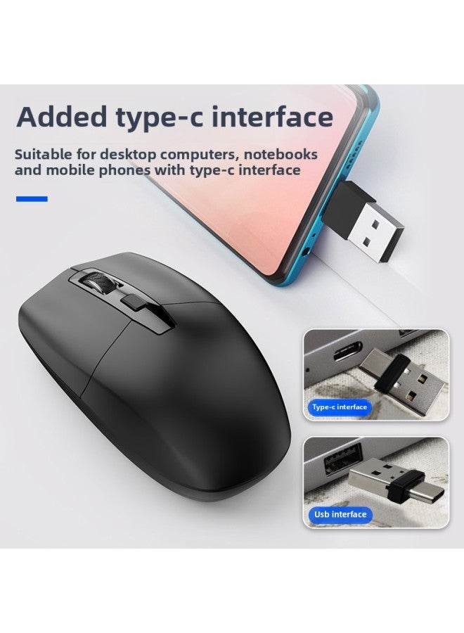 Battery Version Type-c Plus USB Dual Plug BT1 BT2 Wireless Optical Bluetooth Mouse Cross Mirror-Color:Black Hyl-26 Style - Image 4