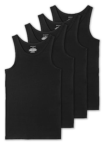 Comfneat Men's 4-Pack Big & Tall Tight Fit A-Shirts Tank Tops Sleeveless Undershirts Stretchy Cotton Spandex Base Layers (Black 4-Pack, 6XL) - Image 1